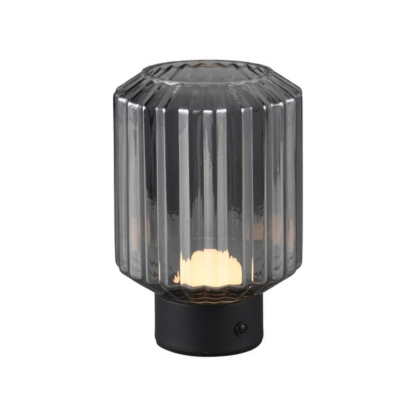 Veioză neagră/gri LED cu intensitate reglabilă cu abajur din sticlă (înălțime 19,5 cm) Lord – Trio-image-2