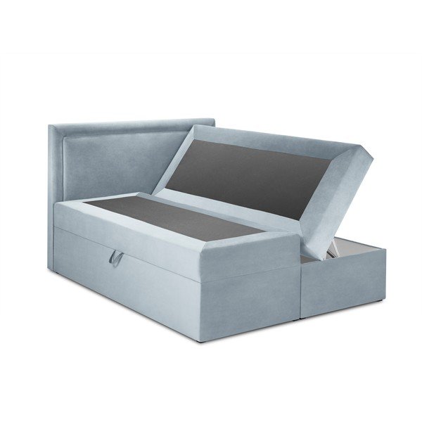 Pat boxspring 180x200 cm albastru deschis cu spațiu de depozitare Yucca – Mazzini Beds-image-3
