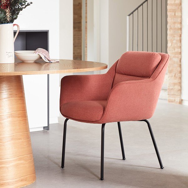 Scaun de living roz cu cotiere tapițat Sadira – Teulat-image-1