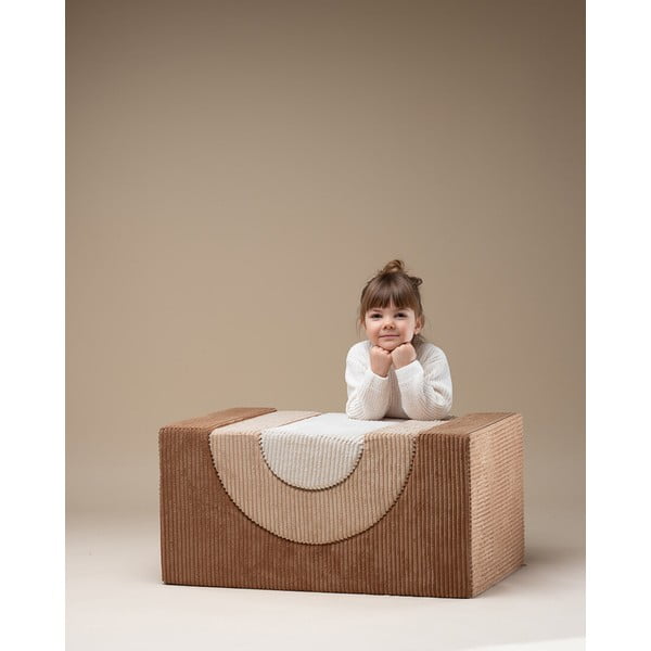 Teren de joacă din spumă maro 3 buc. din catifea reiată înălțime 37 cm 75x49 cm Rainbow Montessori – Wigiwama-image-3