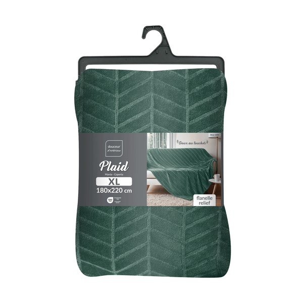 Cuvertură verde din microflanel 180x220 cm Arya – douceur d'intérieur-image-4