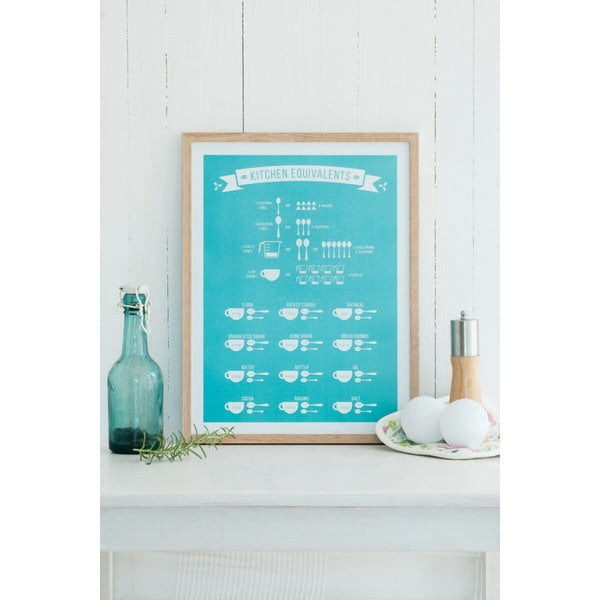 Poster Follygraph Kitchen Equivalents Turquoise, 30 x 40 cm