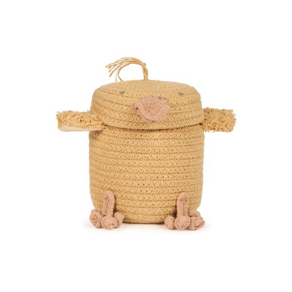 Coș de jucării pentru copii galben din material textil ø 13x15 cm Mini Charlie the Chicken – Lorena Canals