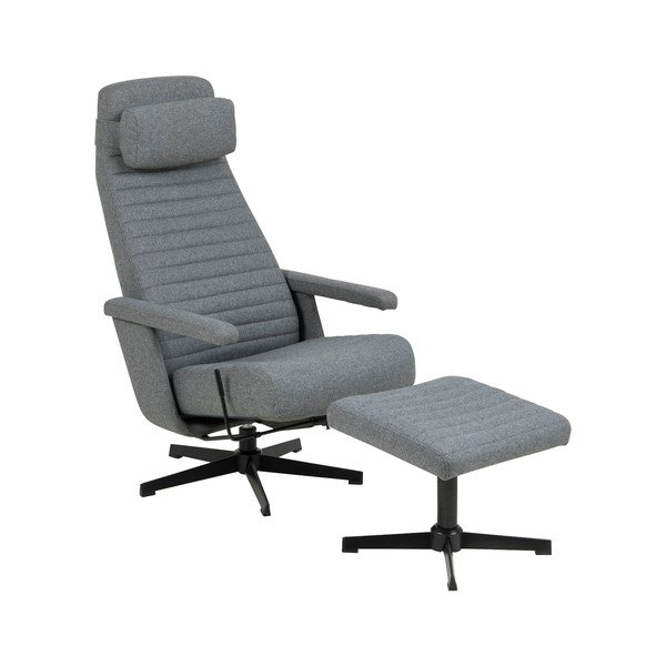 Fotoliu ajustabil cu taburet Actona Tranby, gri închis-image-2