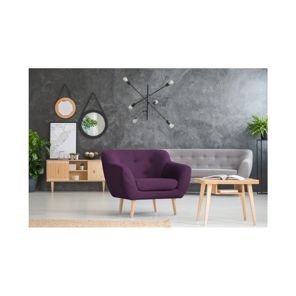 Fotoliu cu picioare de culoare deschisă Mazzini Sofas Sicile, mov-image-4