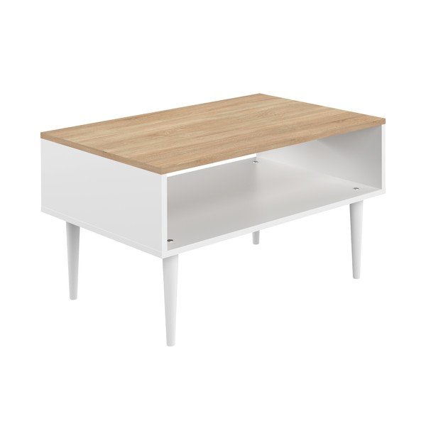 Măsuță de cafea albă cu blat cu aspect de stejar 80x47 cm Horizon - TemaHome -image-3