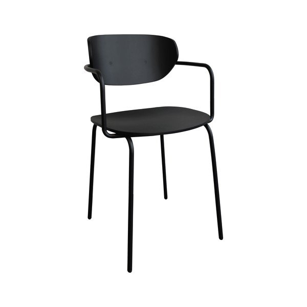 Scaun de dining negru cu cotiere/stivuibil din metal Arch – Hübsch