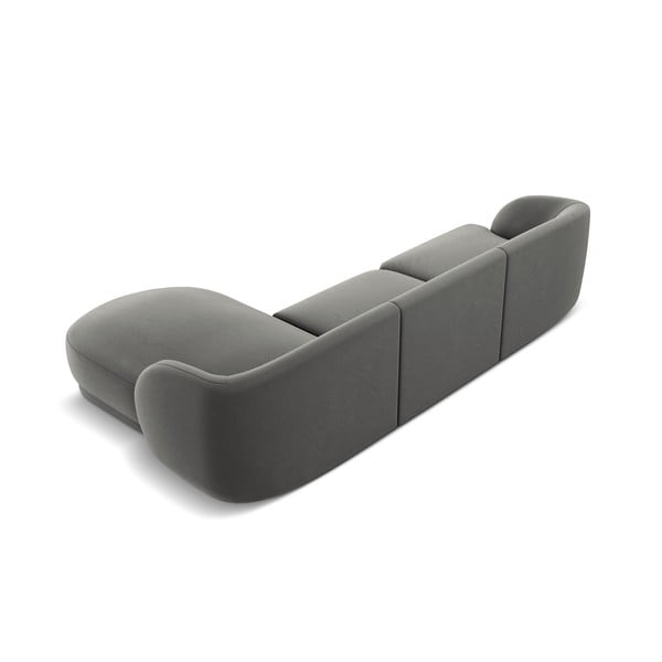 Colțar gri cu tapițerie din catifea (cu șezlong  pe partea dreaptă) Miley - Micadoni Home-image-3