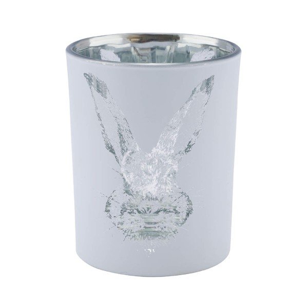 Sfeșnic din sticlă Ego Dekor Rabbit, alb