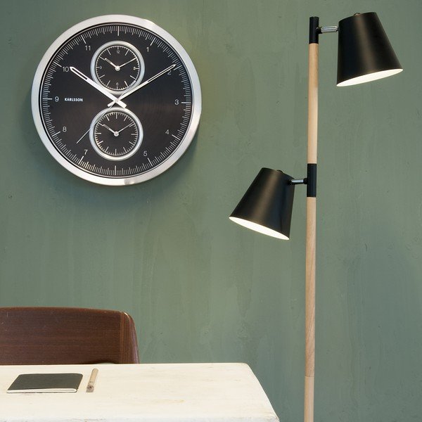 Ceas de perete Present Time Multiple Time, negru -image-1