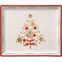 Platou din porțelan roșu și bej cu motiv de Crăciun Villeroy & Boch, 27,4 x 22,7 cm