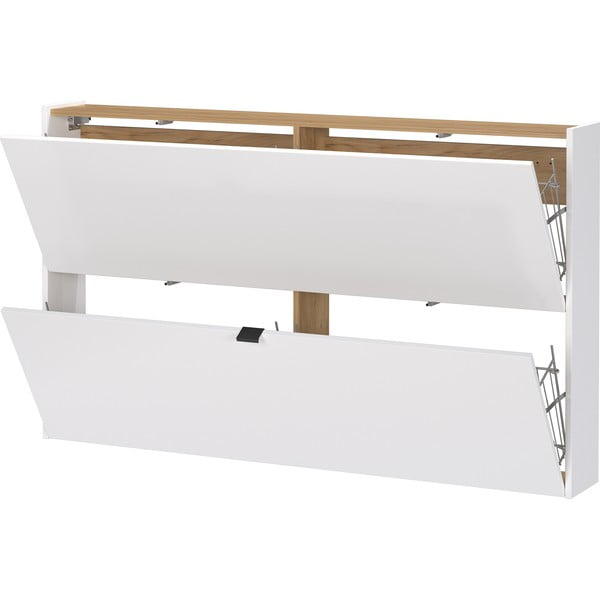 Pantofar alb cu deschidere înclinată, suspendat, cu aspect de lemn de stejar 140x83x18 cm Ameca – Germania-image-2