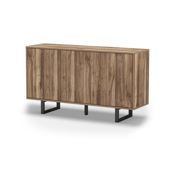 Comodă joasă cu aspect de lemn de nuc 140x80 cm Laila – Marckeric-image-2