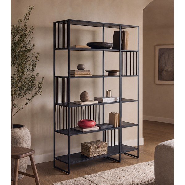 Bibliotecă neagră 120x185x35 cm Strington – Actona-image-1