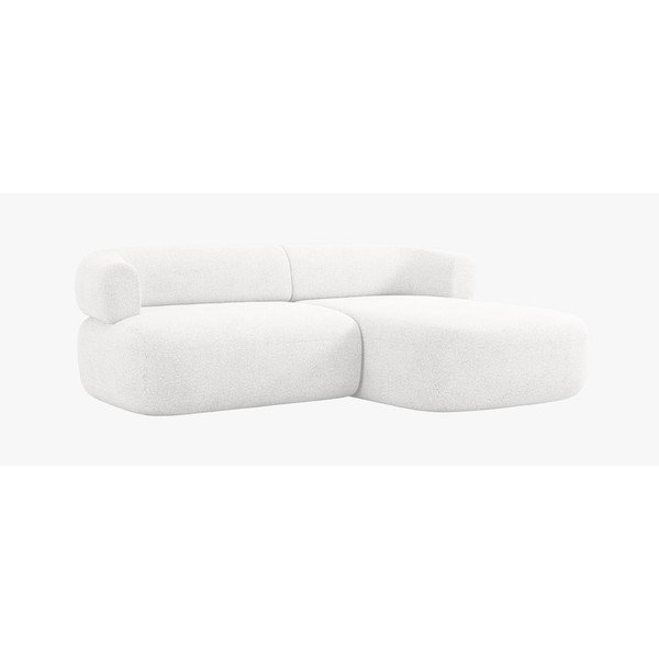 Colțar fildeș cu tapițerie din țesătură bouclé (cu colț pe partea dreaptă/cu șezlong) Jenny – Micadoni -image-1