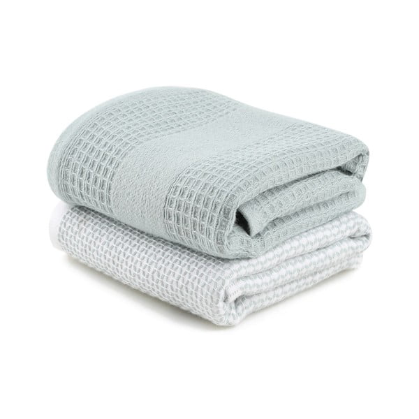 Prosoape verde-mentă/gri 2 buc. gofrate 40x60 cm Betty – Foutastic