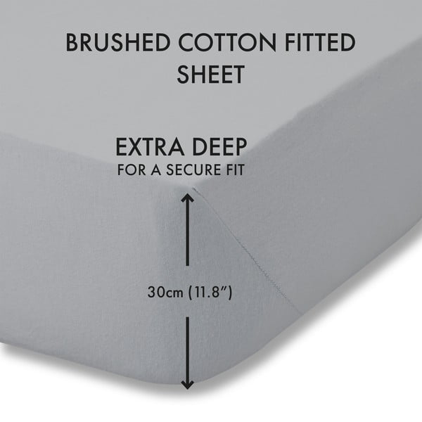 Cearceaf gri din flanelă cu elastic 150x200 cm Brushed – Catherine Lansfield-image-3