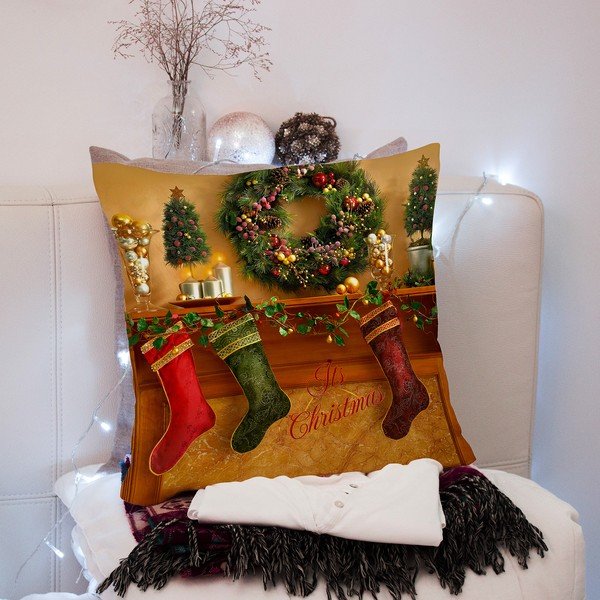 Față de pernă 43x43 cm  cu model de Crăciun – Mila Home-image-3