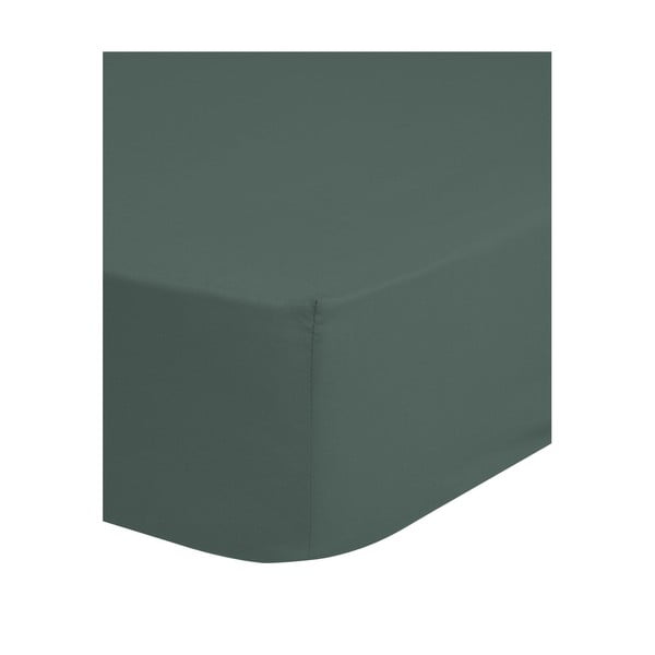 Cearceaf verde/gri din bumbac cu elastic 160x200 cm – Good Morning-image-1