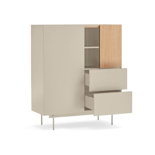 Comodă bej-natural înaltă cu aspect de lemn de stejar 100x120 cm Otto – Teulat-image-2