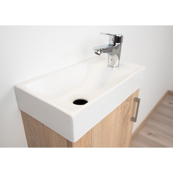 Dulap cu chiuvetă fără baterie suspendat cu aspect de lemn de stejar 40x79 cm Oia – STOLKAR-image-2