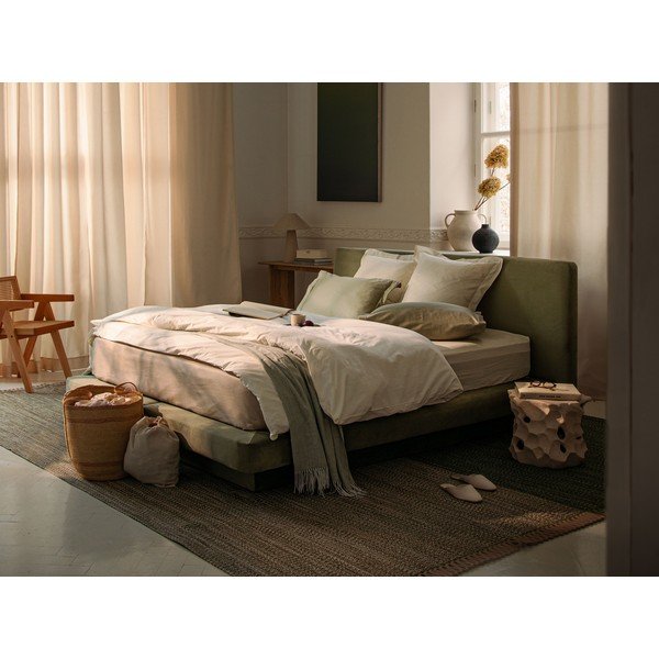 Pat matrimonial fildeș tapițat 140x200 cm Linea – Micadoni -image-1