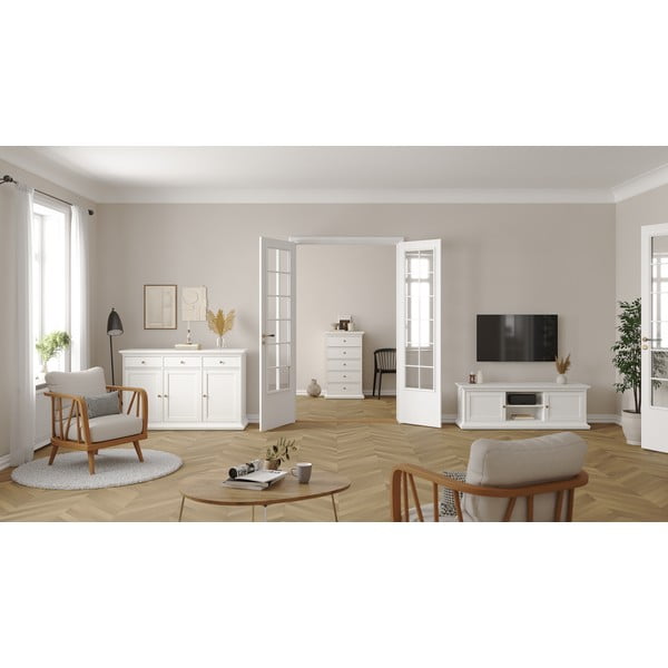 Comodă albă joasă 144x92 cm Paris – Tvilum-image-1