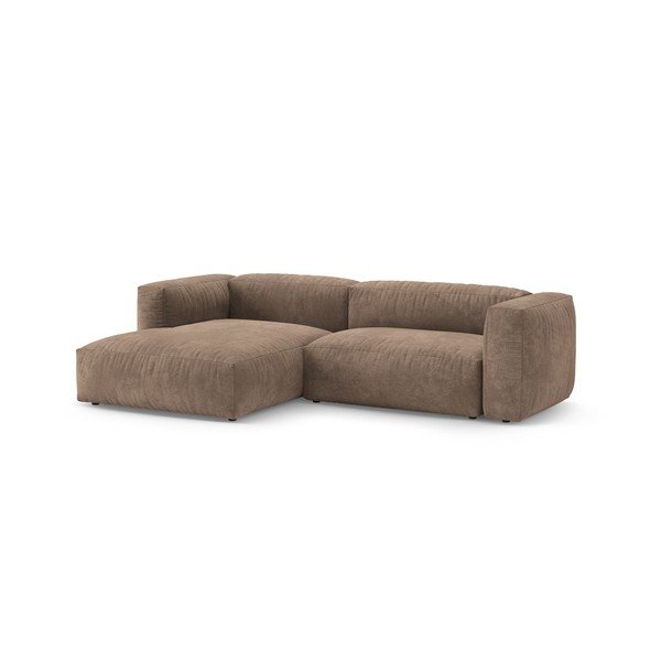 Colțar modular bej extensibil cu tapițerie din catifea (cu colț pe partea stângă/cu șezlong) – Micadoni -image-4