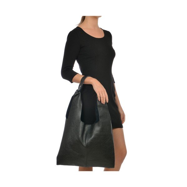 Geantă din piele Sofia Cardoni Hobo, negru-image-2