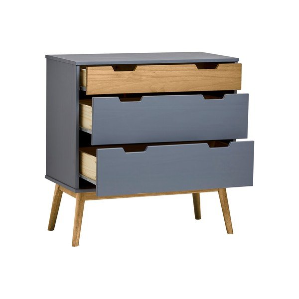 Comodă din lemn masiv de pin Marckeric Baku, înălțime 82 cm, gri-image-3