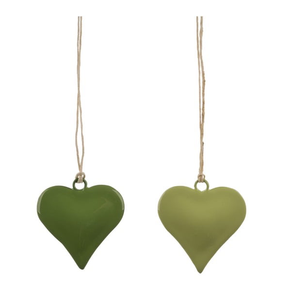 Set 2 decorațiuni mici suspendate Ego Dekor, ø 5 cm, inimi, verde