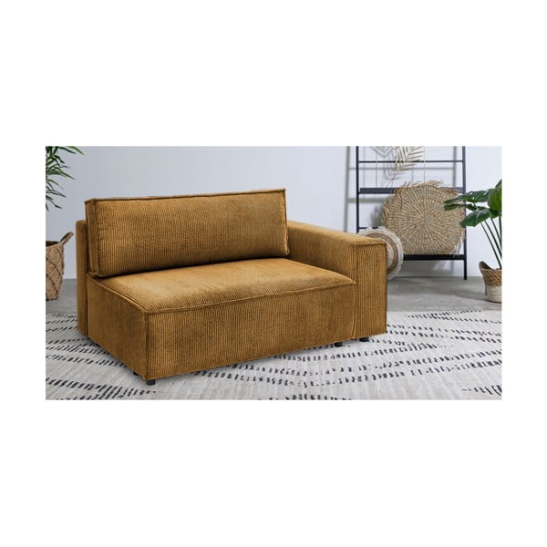 Modul pentru canapea galben muștar cu tapițerie din catifea reiată  (cu colț pe partea dreaptă) Nihad modular – Bobochic Paris-image-1