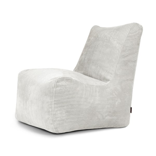 Fotoliu bean bag crem cu tapițerie din catifea reiată Seat Lounge – SLOWDOWN