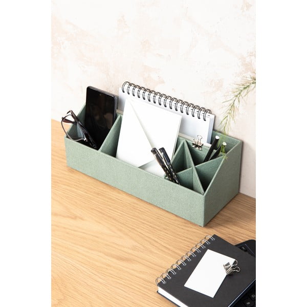 Organizator verde pentru papetărie din carton Elisa Canvas Paper Laminate – Bigso-image-2
