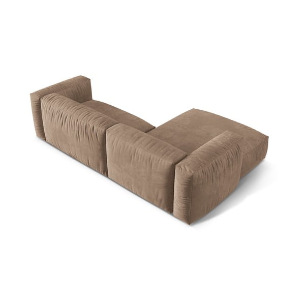 Colțar modular maro deschis cu tapițerie din catifea (cu colț pe partea stângă/cu șezlong) Martina – Micadoni -image-3