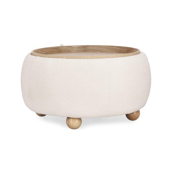 Puf crem cu tapițerie din țesătură bouclé Irisha – Bizzotto-image-2