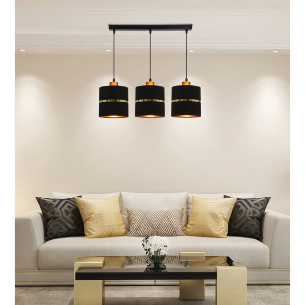 Lustră neagră cu abajur textil ø 15 cm Assam – Candellux Lighting-image-1