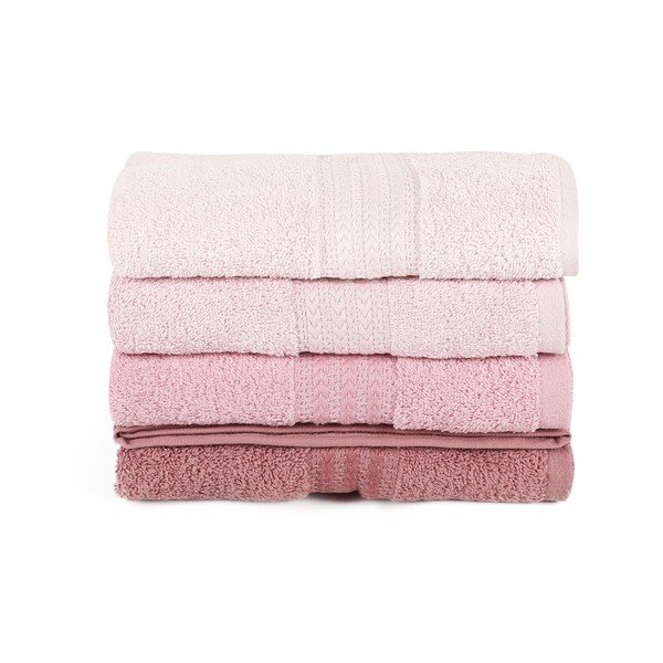 Set 4 prosoape Rainbow Dusty Rose, 50 x 90 cm, roz