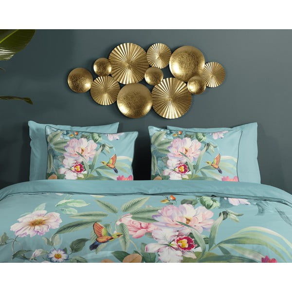 Lenjerie de pat albastră din bumbac satinat pentru pat de o persoană, extinsă 140x220 cm Fungi – Descanso-image-2