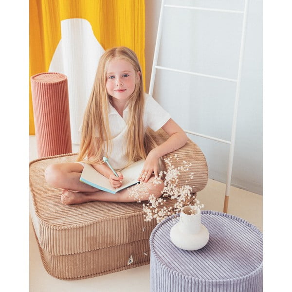 Puf de copii albastru cu tapițerie din catifea reiată – Wigiwama-image-4