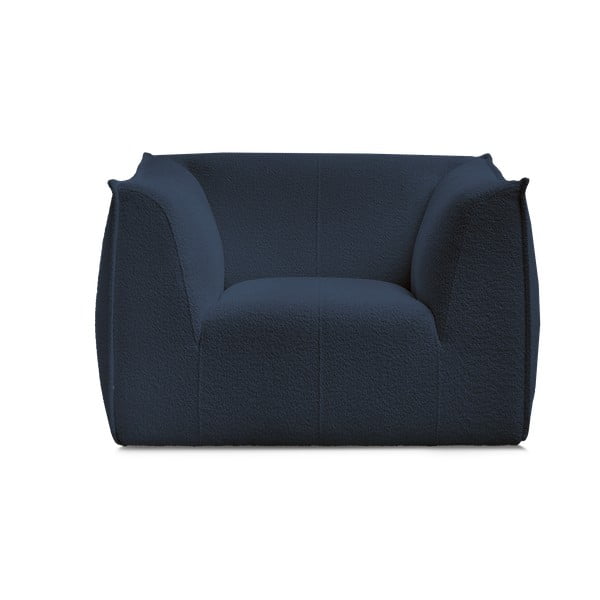 Fotoliu albastru închis cu tapițerie din țesătură bouclé Giorgia – Bobochic Paris-image-3