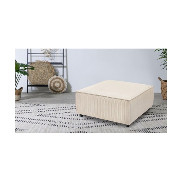 Taburet modular crem cu tapițerie din catifea reiată Nihad modular – Bobochic Paris-image-1