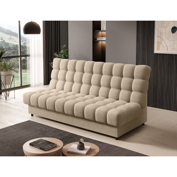 Canapea bej extensibilă/cu spațiu de depozitare cu tapițerie din țesătură bouclé 197 cm Clareta – ELTAP-image-3