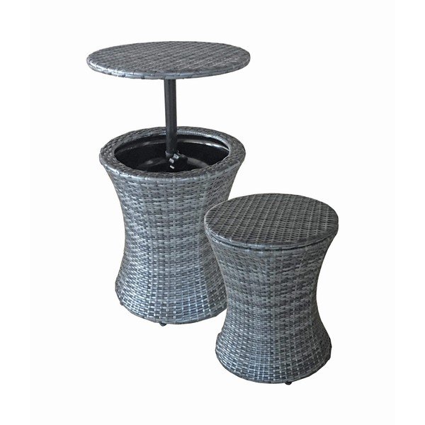 Masă de bar pentru grădină rotundă din ratan artificial ø 45 cm Mumbai – Garden Pleasure-image-3