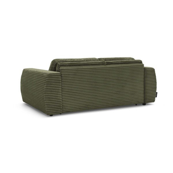 Canapea verde pentru dormitul zilnic/extensibilă cu tapițerie din catifea reiată  220 cm Hugo – Bobochic Paris-image-4