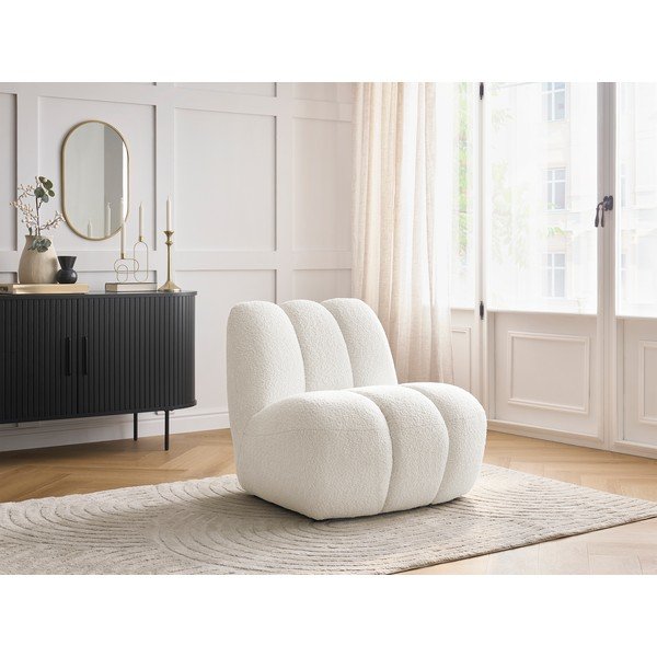 Fotoliu alb cu tapițerie din țesătură bouclé Janissaire – Bobochic Paris-image-1