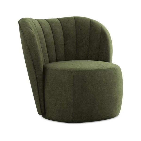 Fotoliu verde cu tapițerie din chenille Keloa – Makamii