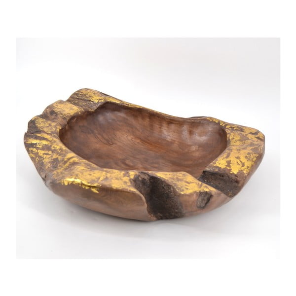Bol din lemn de tec Moycor Erosi, ⌀ 50 cm, maro - auriu
