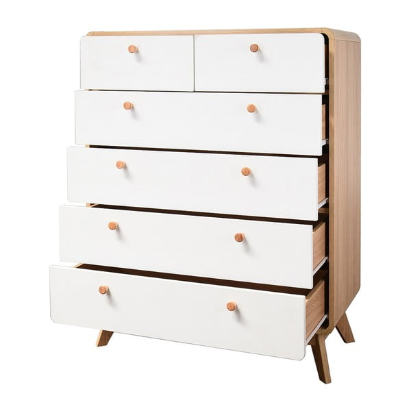 Comodă albă/în culoare naturală înaltă cu aspect de lemn de stejar 81x104 cm Caitlin – Støraa-image-4