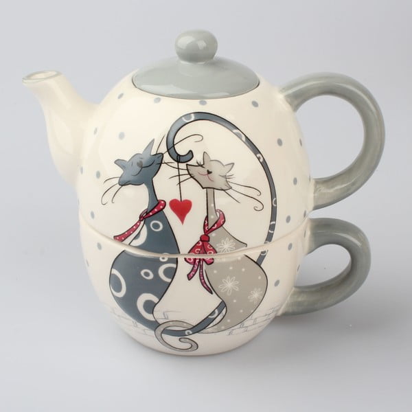 Set ceramic pentru ceai Dakls Cats Couple